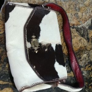 Cowhide clutch purse